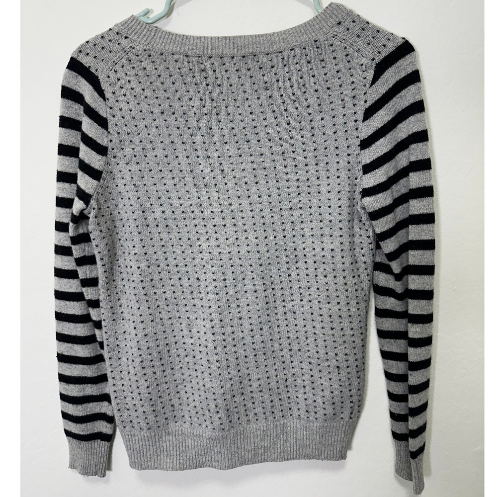 Madewell 1937 Gray Black Stripe Heart Dot Crewneck Sweater Size Small - Picture 5 of 5